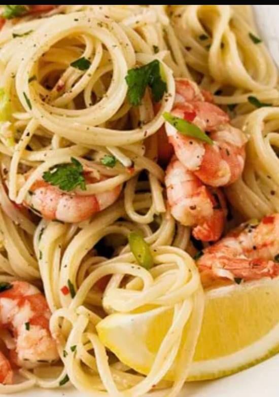 Linguine with Prawns.