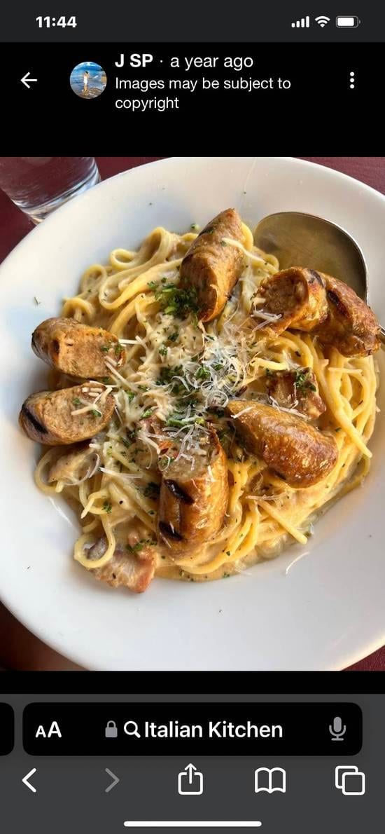 Spaghetti and Sausage Carbonara.